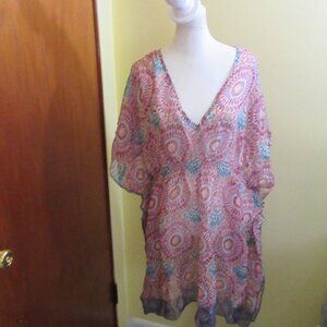 Atmosphere Women's Patterned Sheer Swim Coverup Elastic Waist Size Large